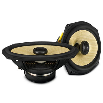 DS18 6x9" 150W RMS 4-Ohm 2-Way Coaxial Speakers with Woven Yellow Composite Cone